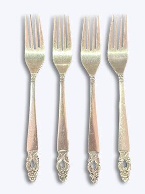 National Stainless Olaf 4 Dinner Forks 7.5" Burnished Japan Vtg Floral